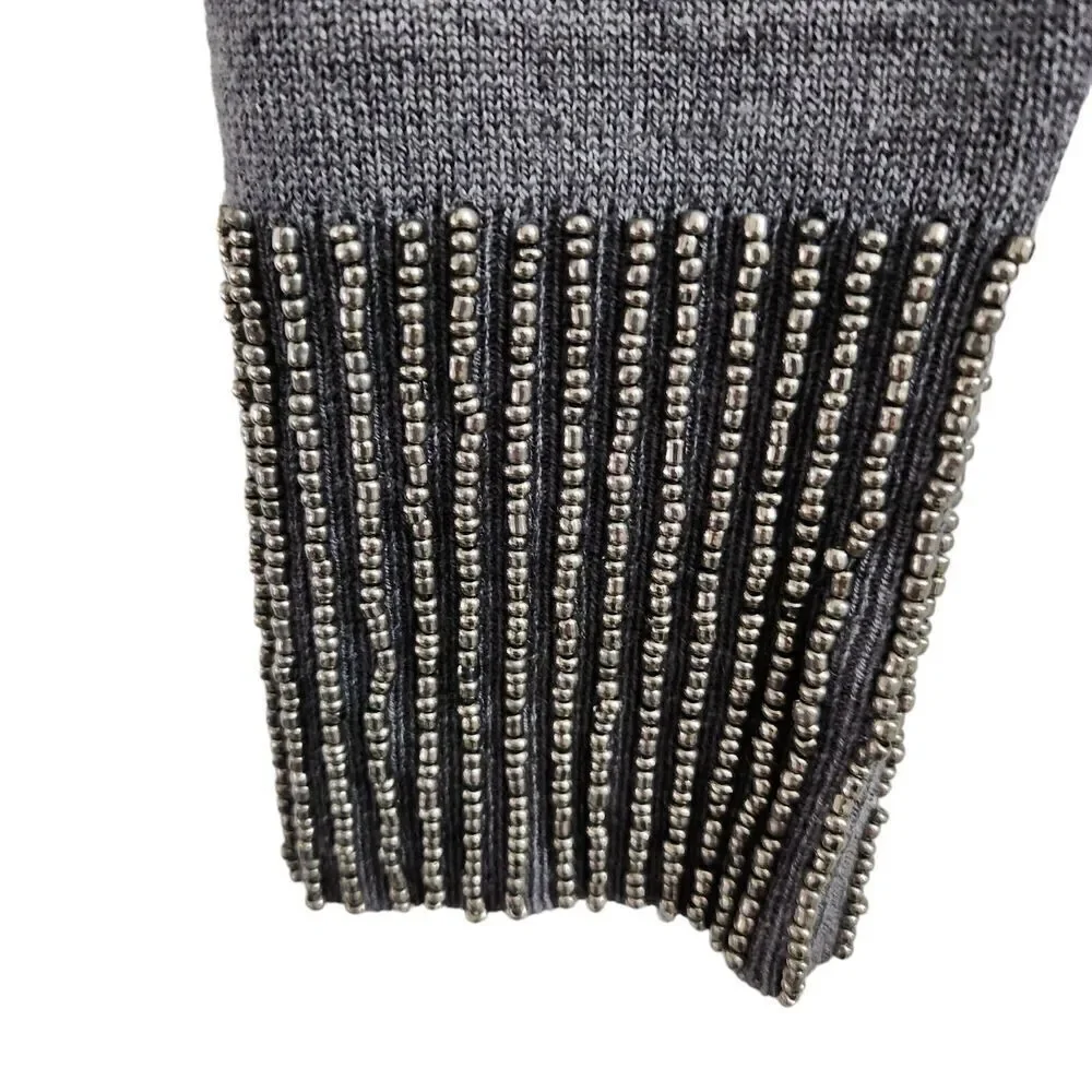 Kobi Halperin Delia Sweater Small Gray Wool Blend Embellished Beaded Stretch - Picture 5 of 13